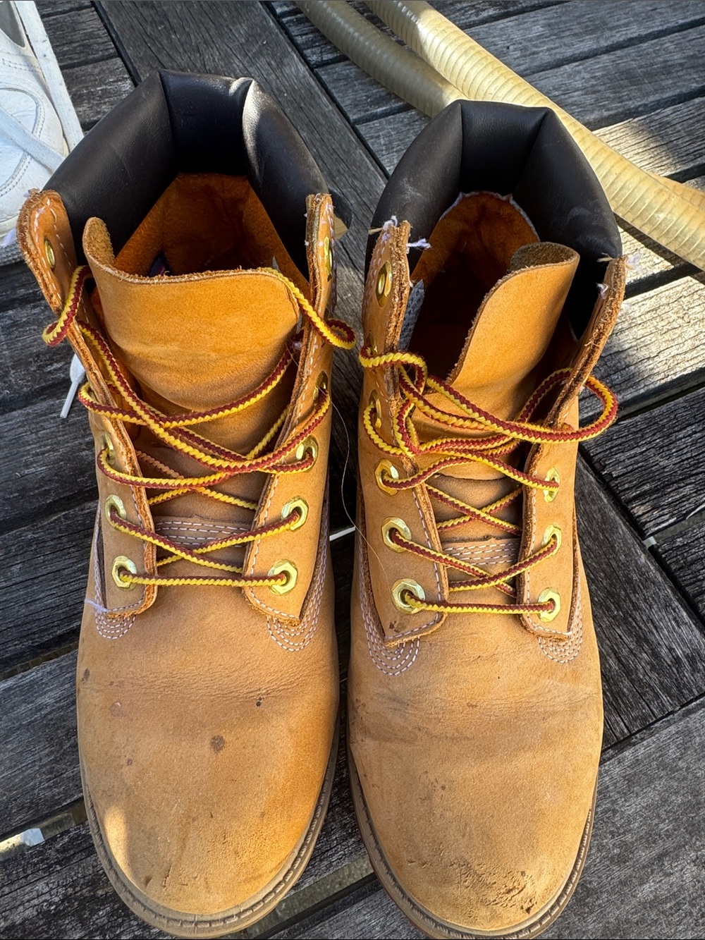 Timberland Wheat Brown Suede Ankle Boots with Black Collar